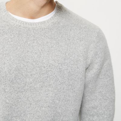 Grey soft crew neck knit jumper